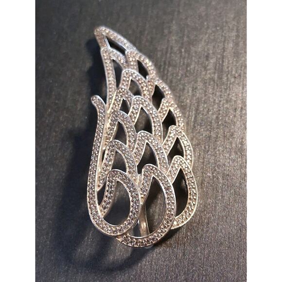 Authentic Pandora Retired Angel Wing Pendant. Pave. 925 Sterling Silver. - Picture 2 of 5